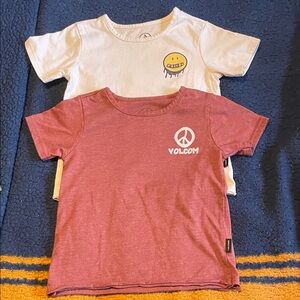 Volcom Kids' Maroon and White Short Sleeve Tees bundle of 2